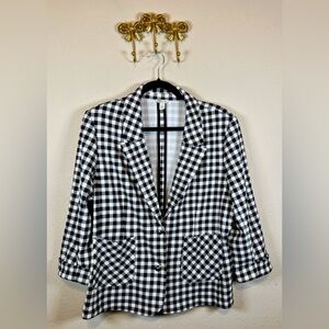 Cato Black and White Gingham Blazer 2 Button Closure. Size L